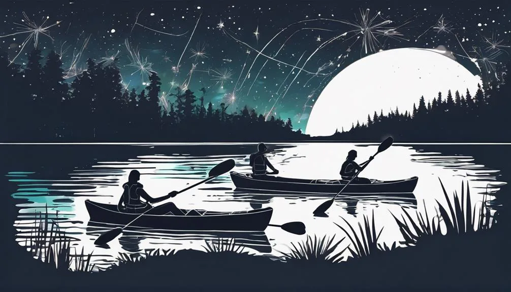 glowing kayak under stars