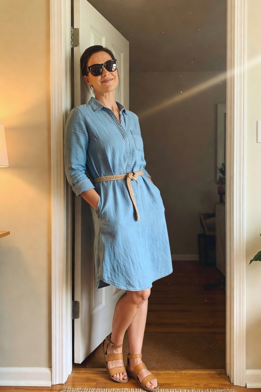Belted Denim Shirt Dress