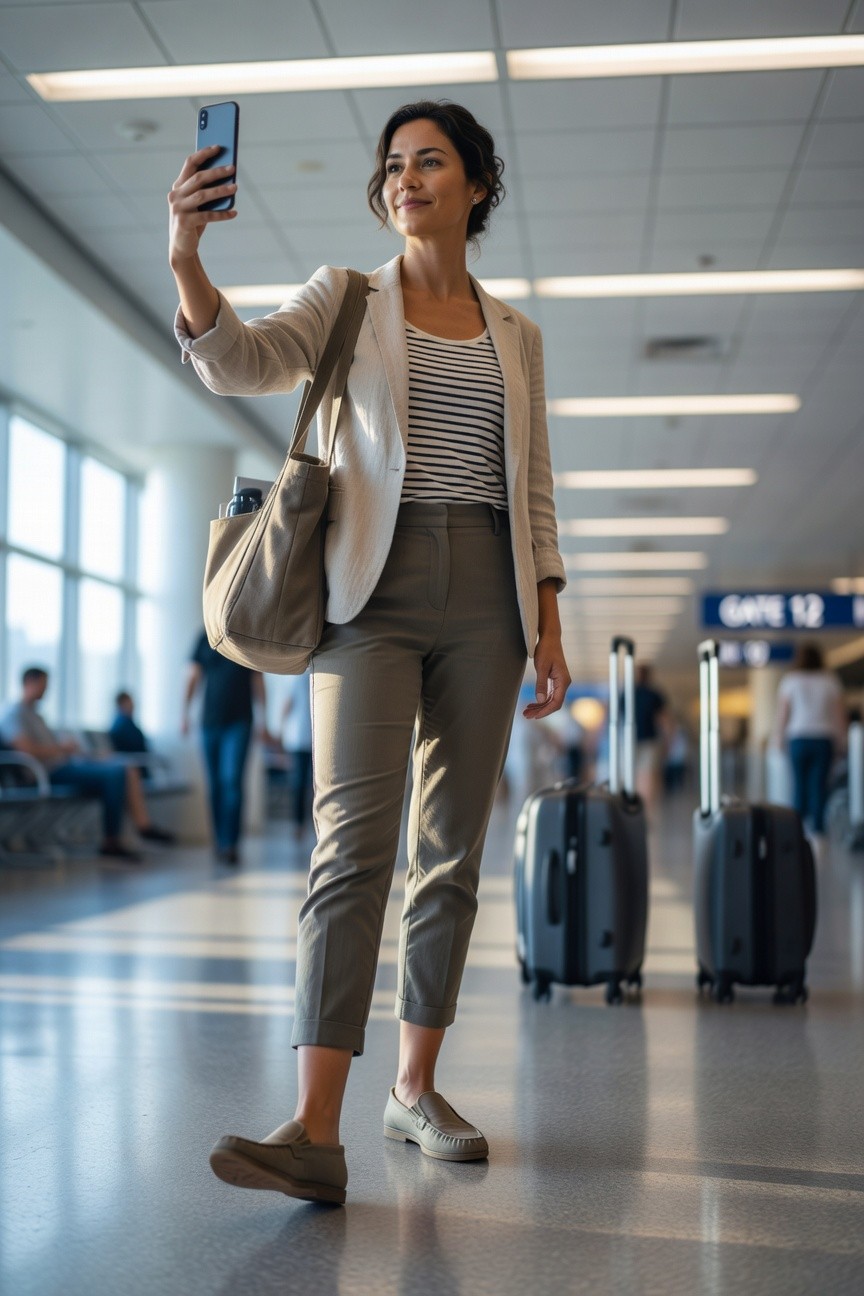 Neutral Blazer And Cropped Pants