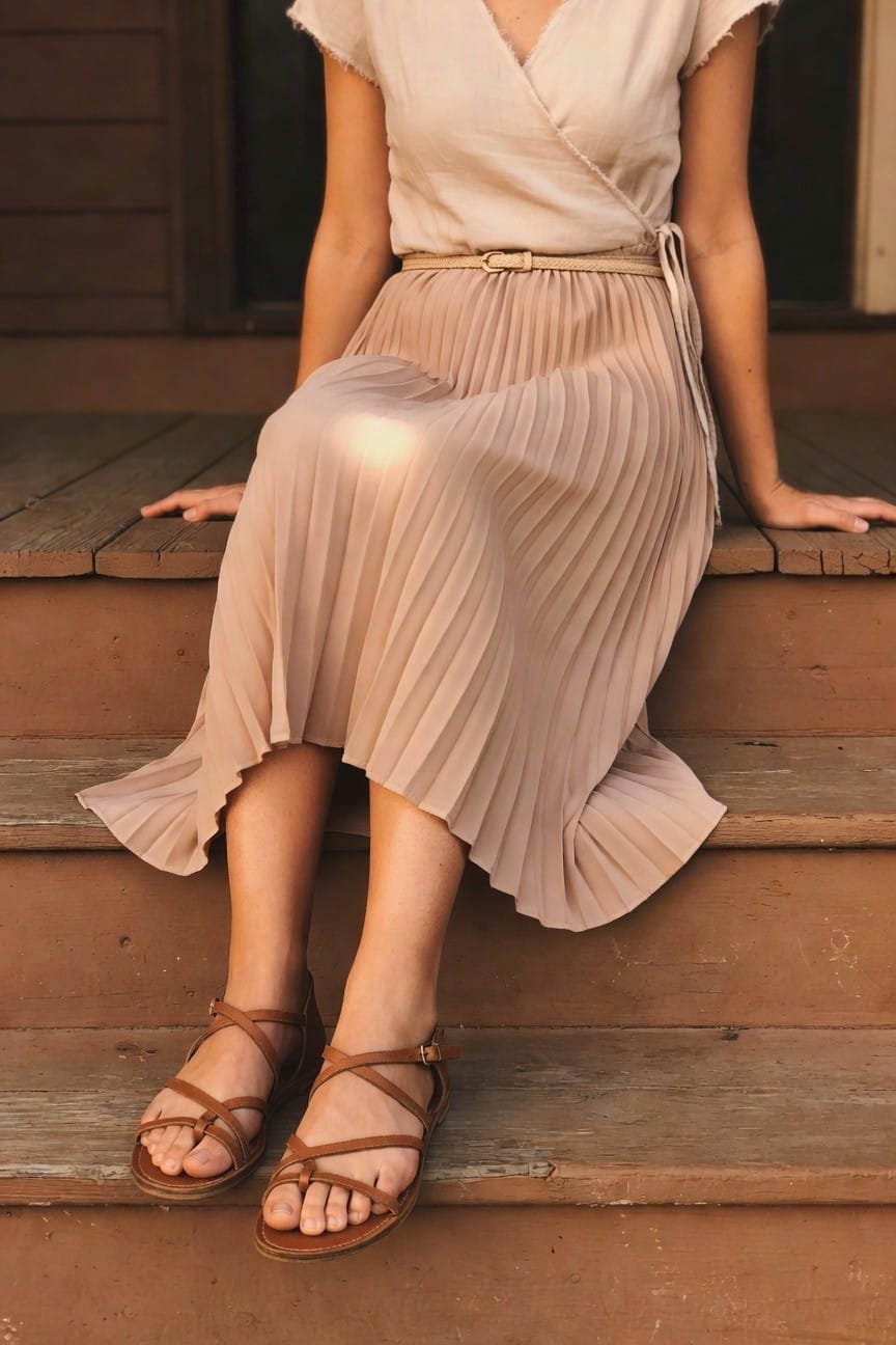 Pleated Skirt With Wrap Top Layers