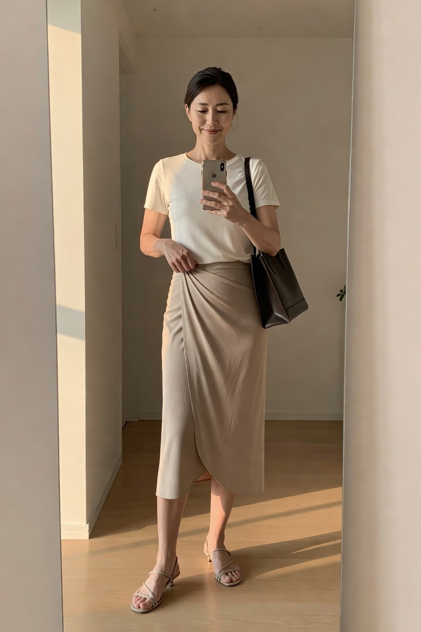Tee And Wrap Skirt Everyday Pairing