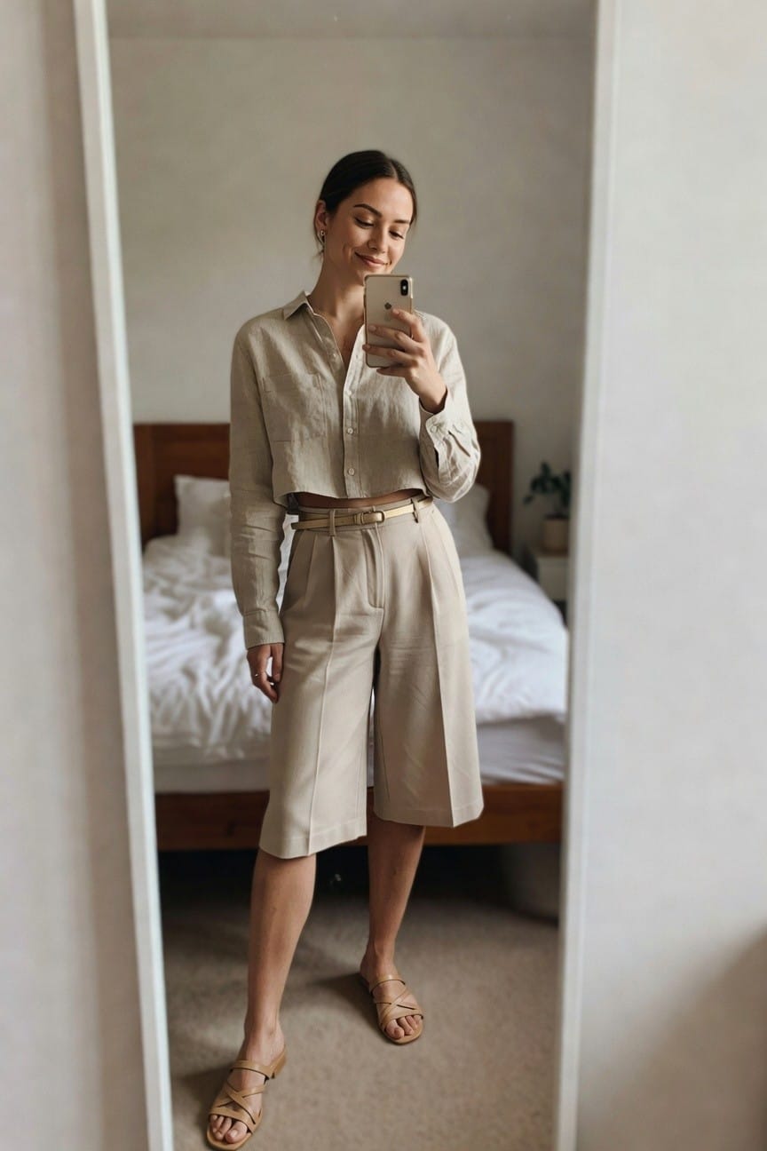 Linen Shirt And Shorts For Summer Days