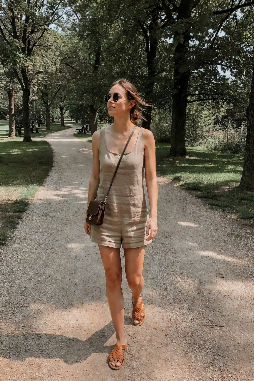 Linen Tank And Shorts Set For Daily Wear