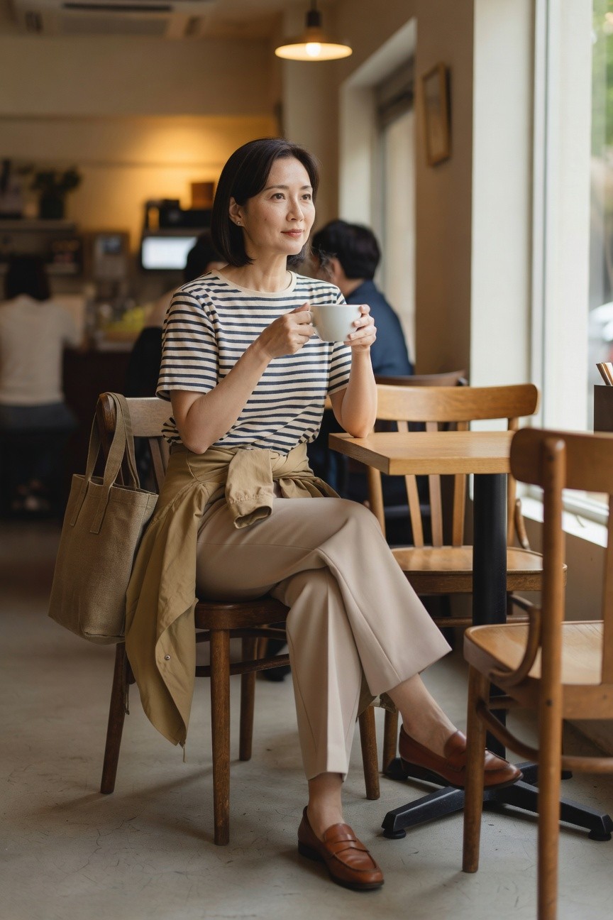 Striped Top And Relaxed Neutral Pants