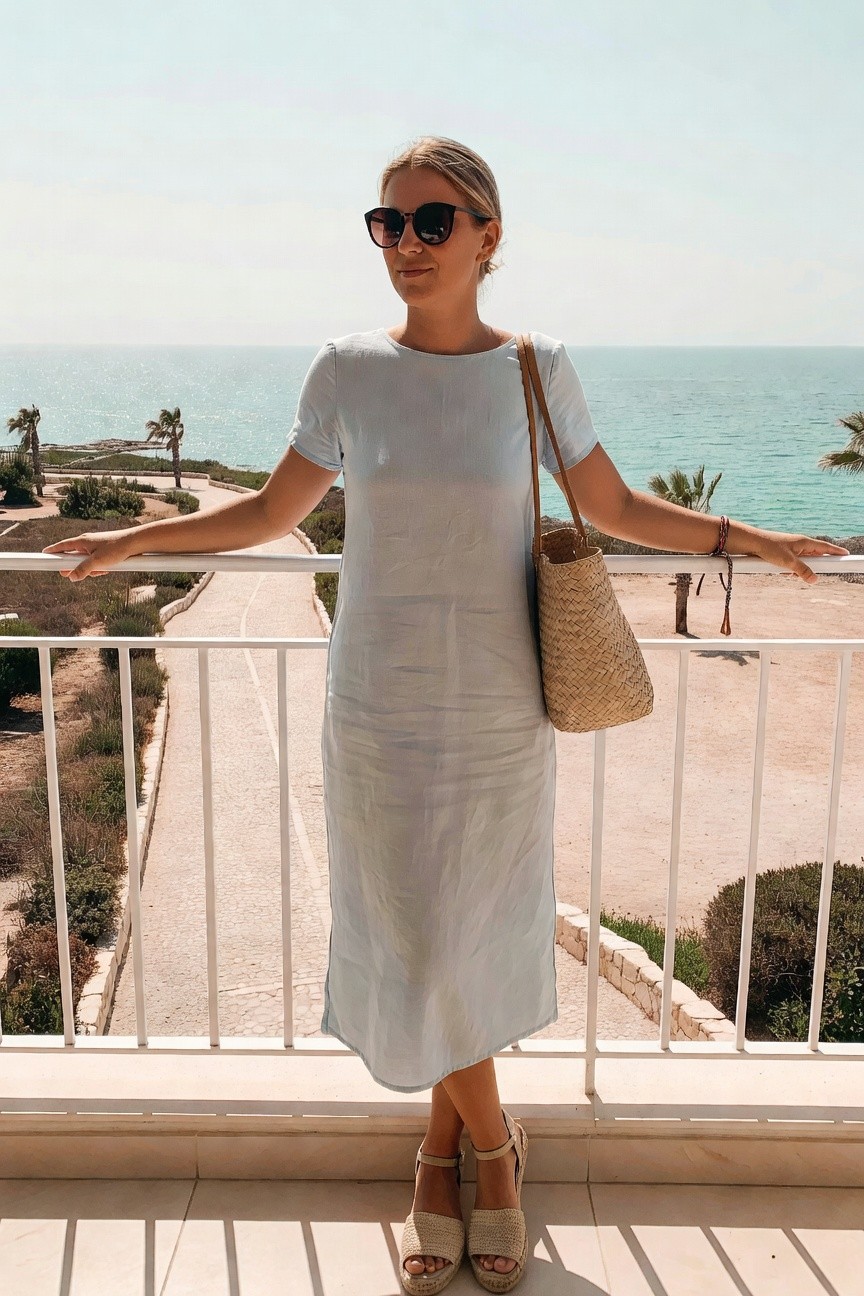 Light Blue Midi Dress For Summer Ease