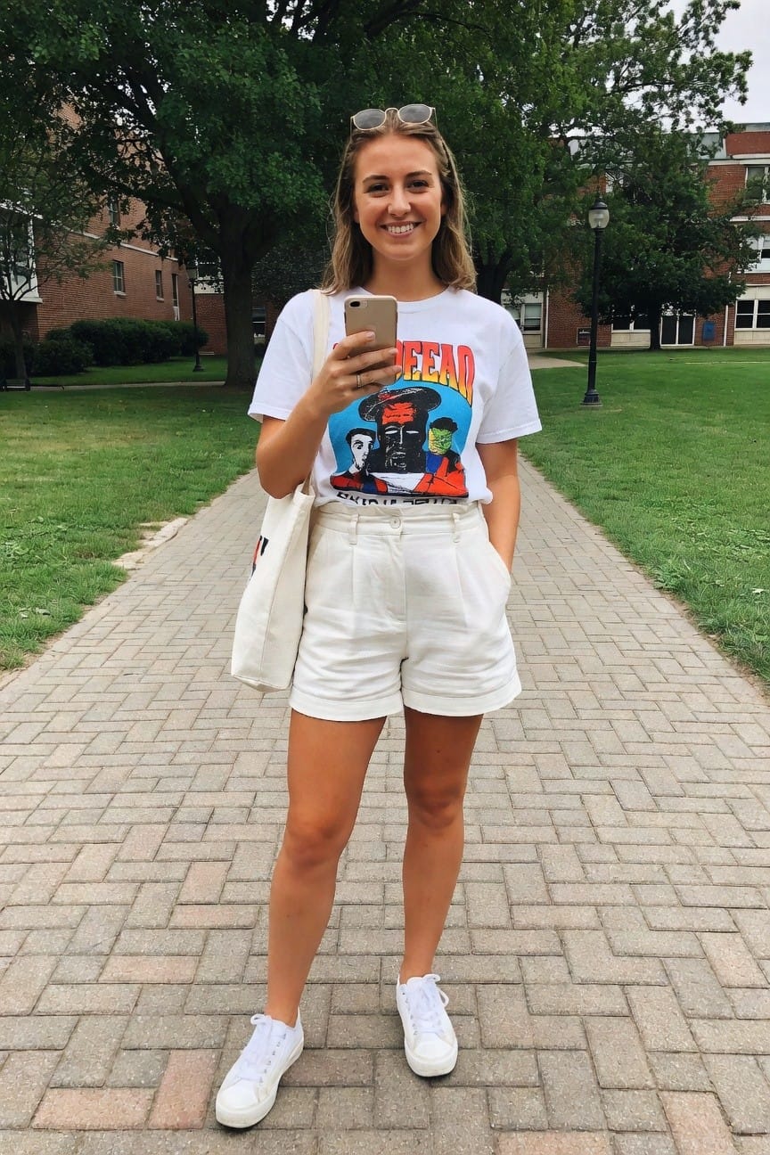 White Shorts And Graphic Tee