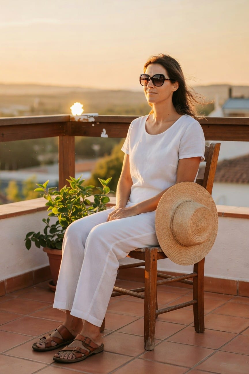 White Top And Wide Pants For Daily Wear