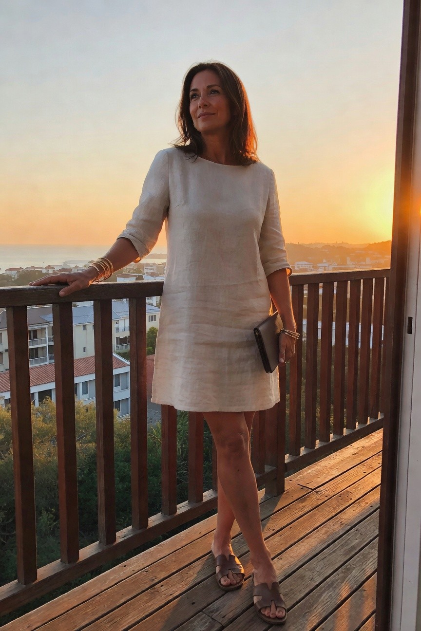 Simple Cream Linen Shift