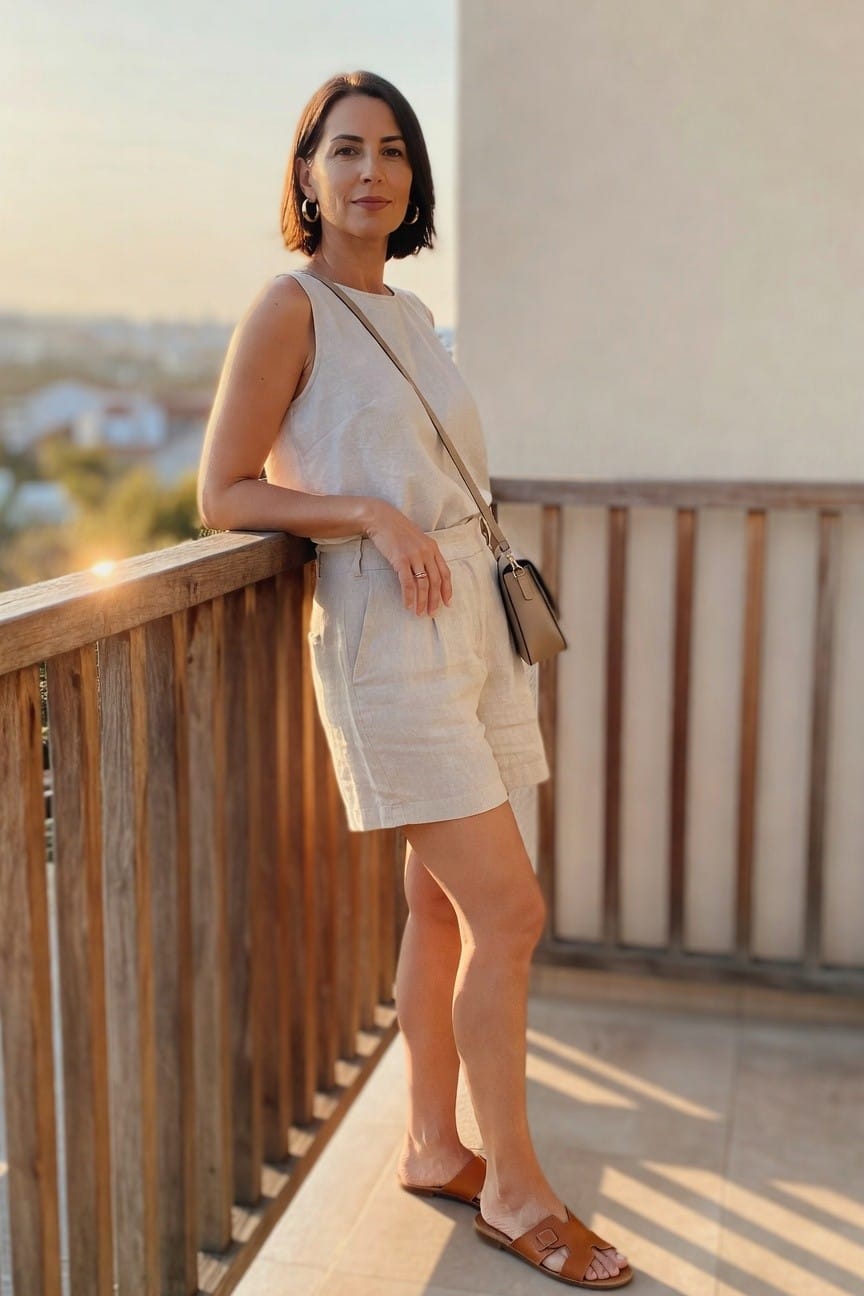 Linen Tank And Shorts In A Matching Set