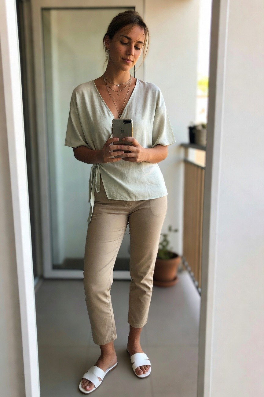 Wrap Top With Cropped Pants