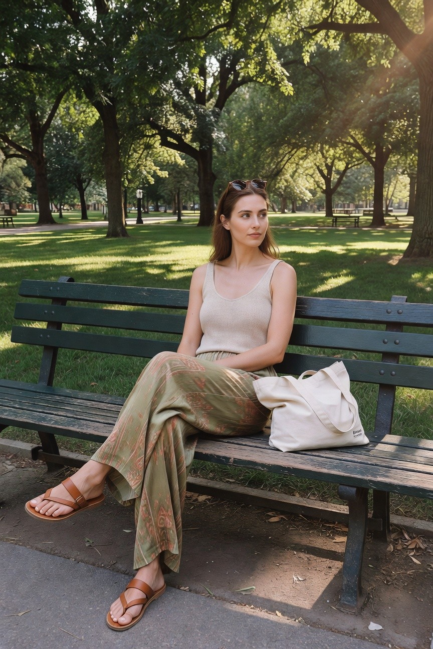 Knit Tank And Wide Leg Pants For Warm Days