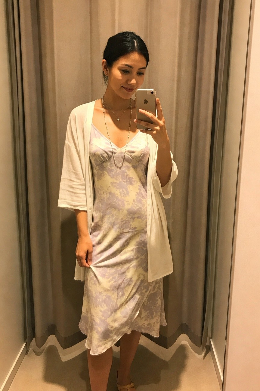 Printed Slip Dress And Lightweight Cardigan