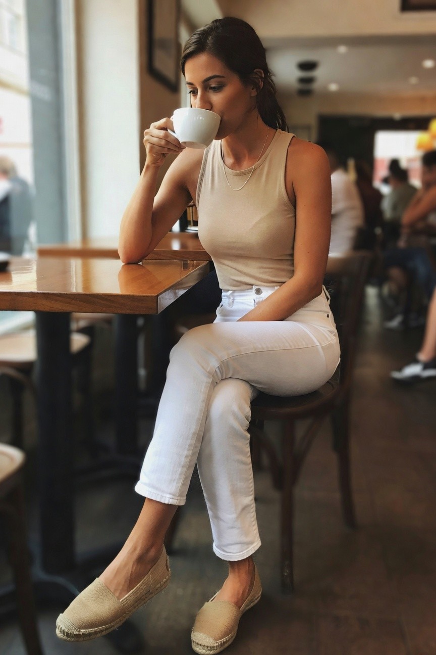 Minimal Tank And White Jeans