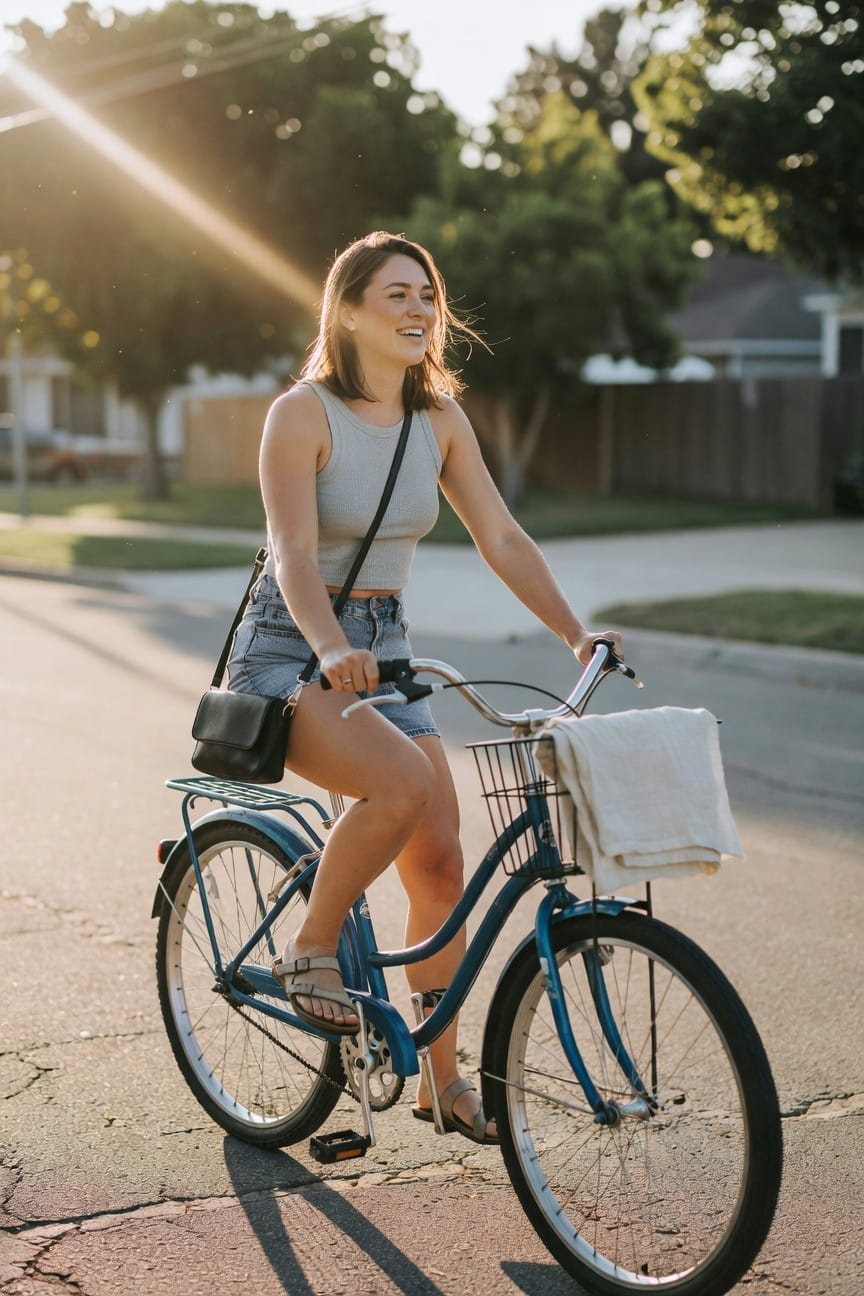 Ribbed Tank And Denim Shorts