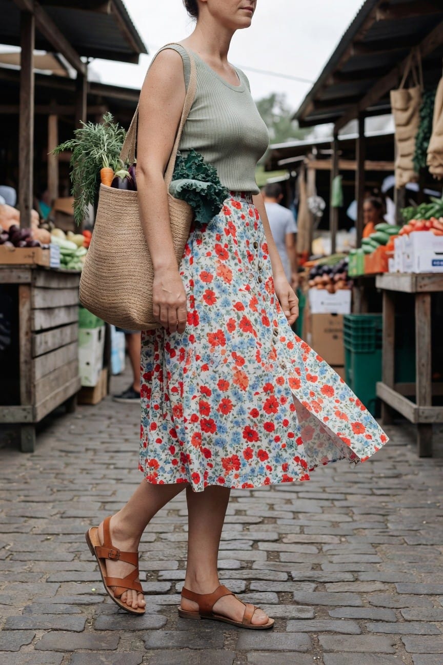 Midi Skirt With A Ribbed Tank