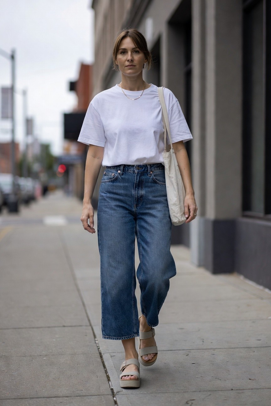 Relaxed White Tee And Blue Jeans