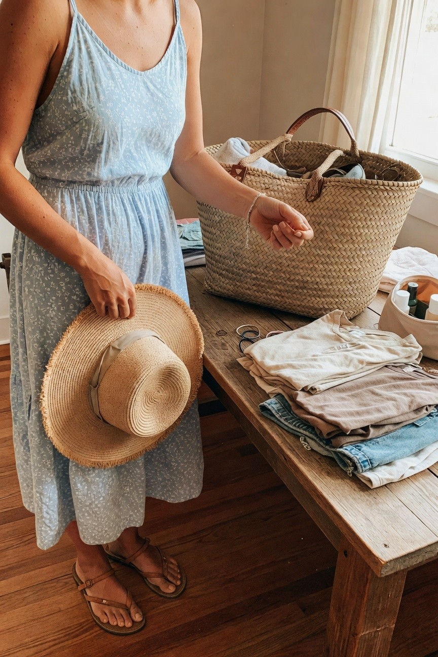 Blue Floral Midi Dress For Cruise Packing