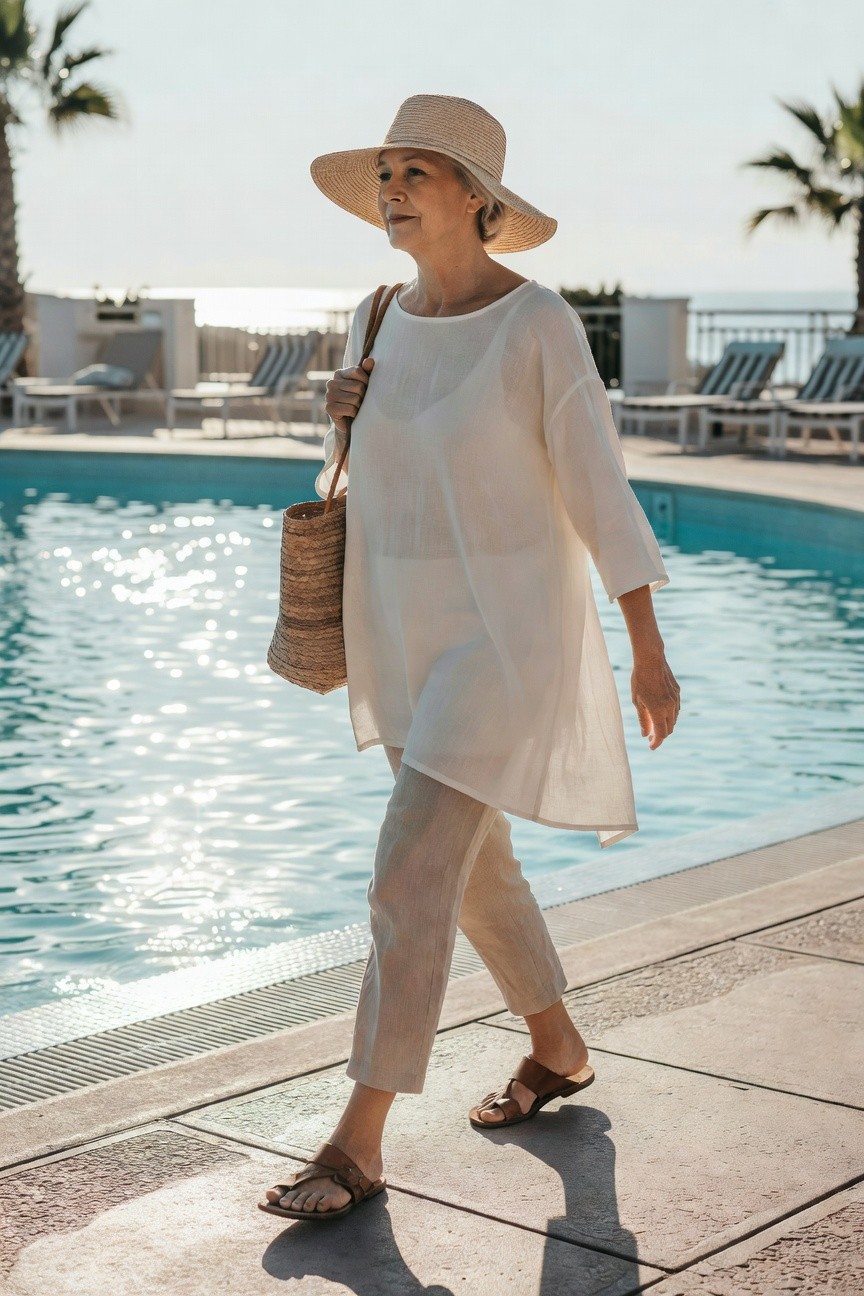White Tunic With Light Pants