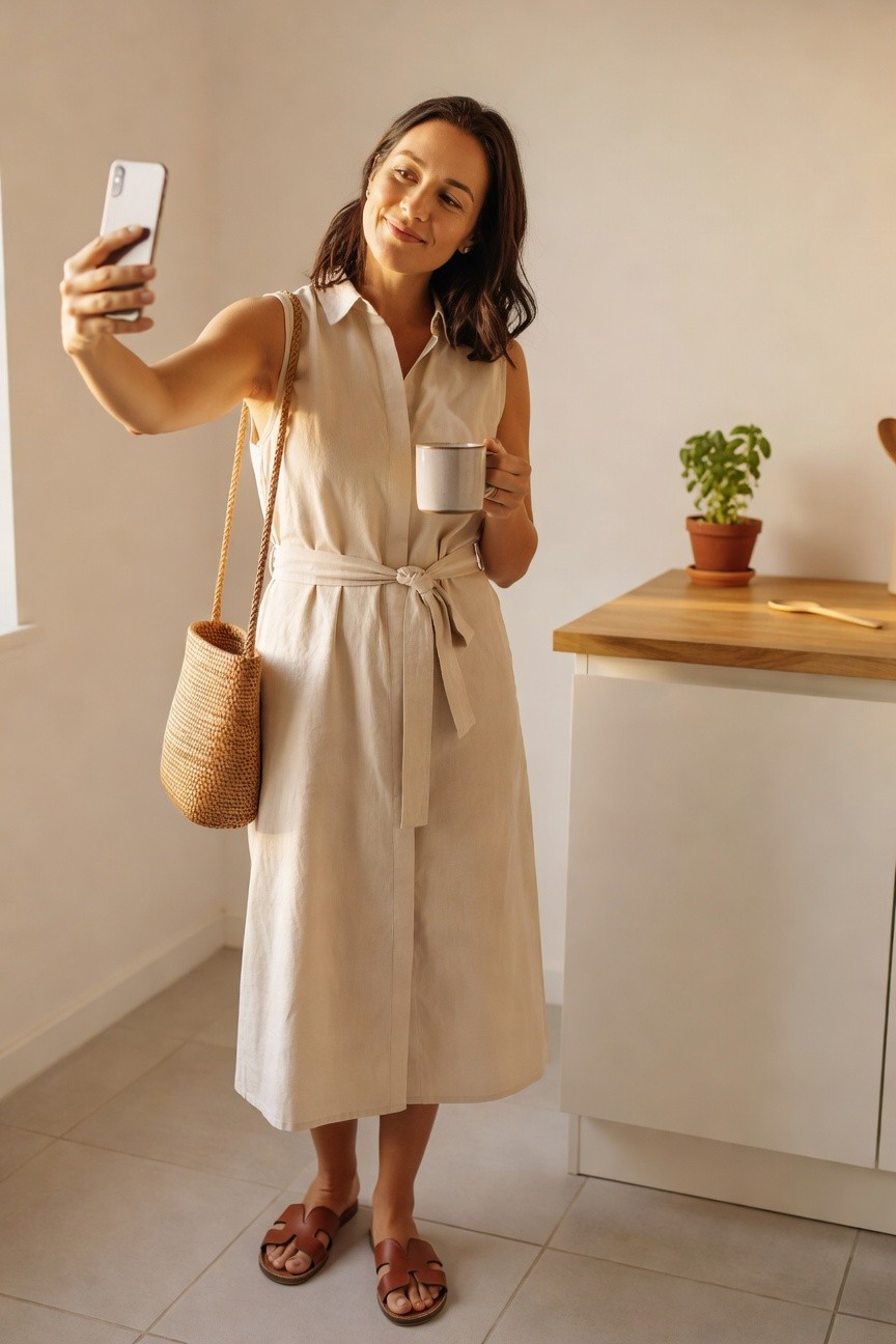 Neutral Shirt Dress For Summer Days