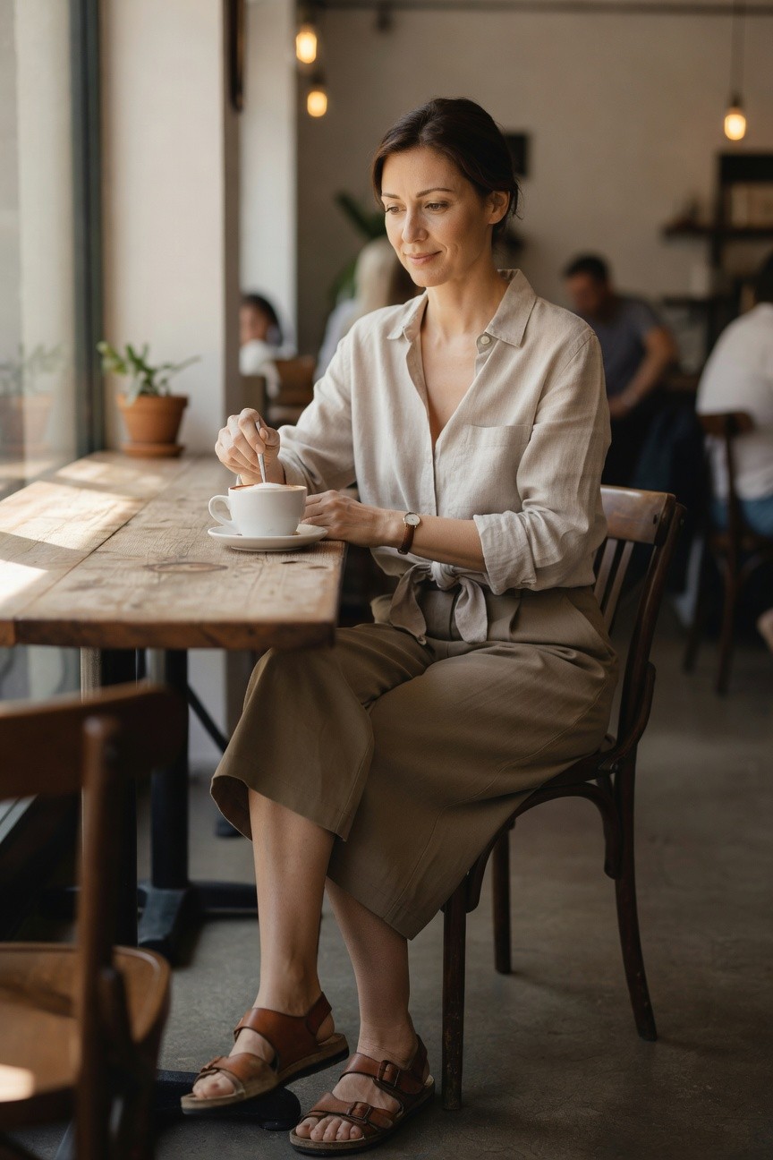 Linen Shirt And Midi Skirt