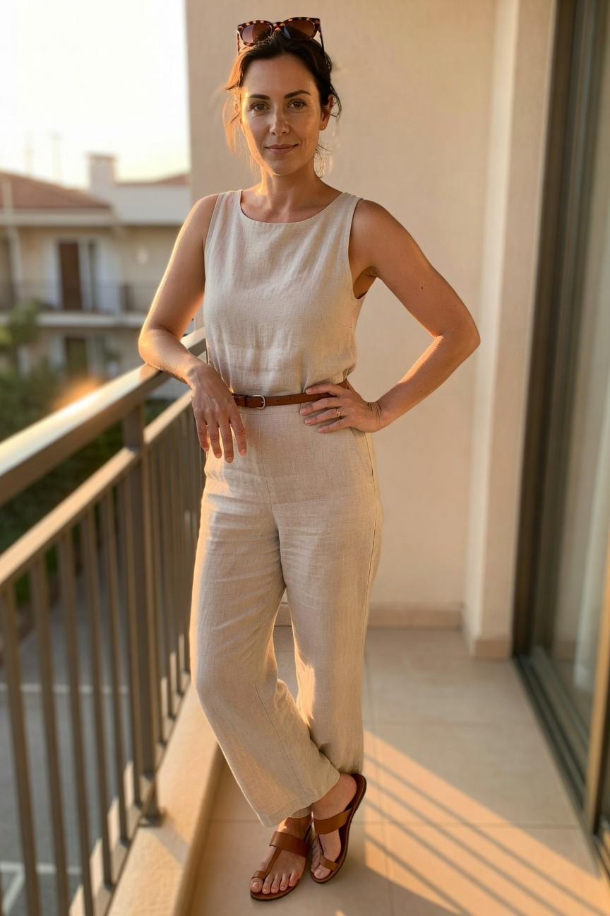 Matching Linen Tank And Pants