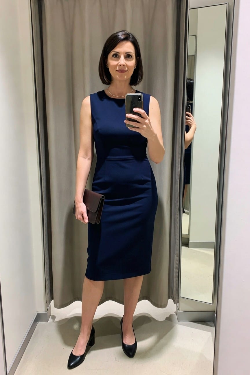 Navy Sheath Dress For Capsule Wardrobes