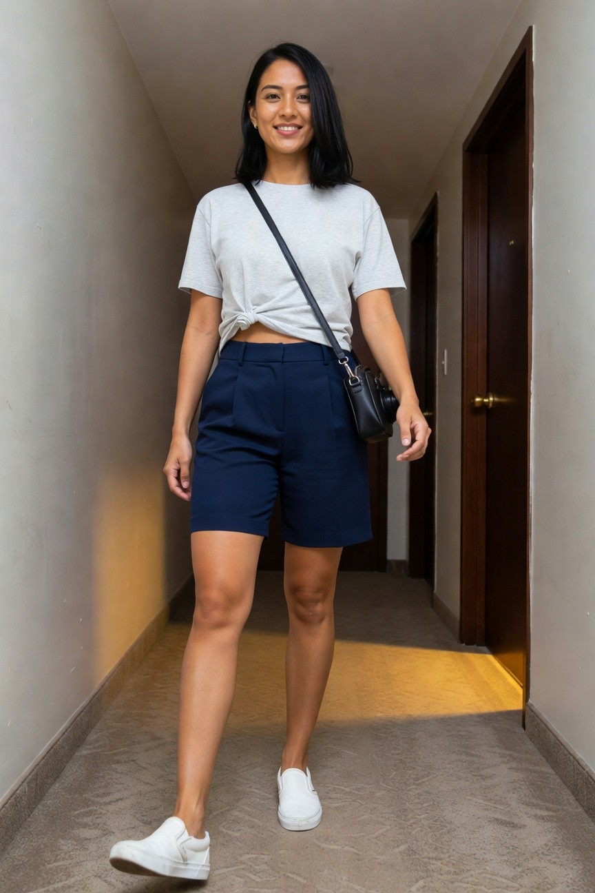 Navy Shorts And Gray Tee Basics