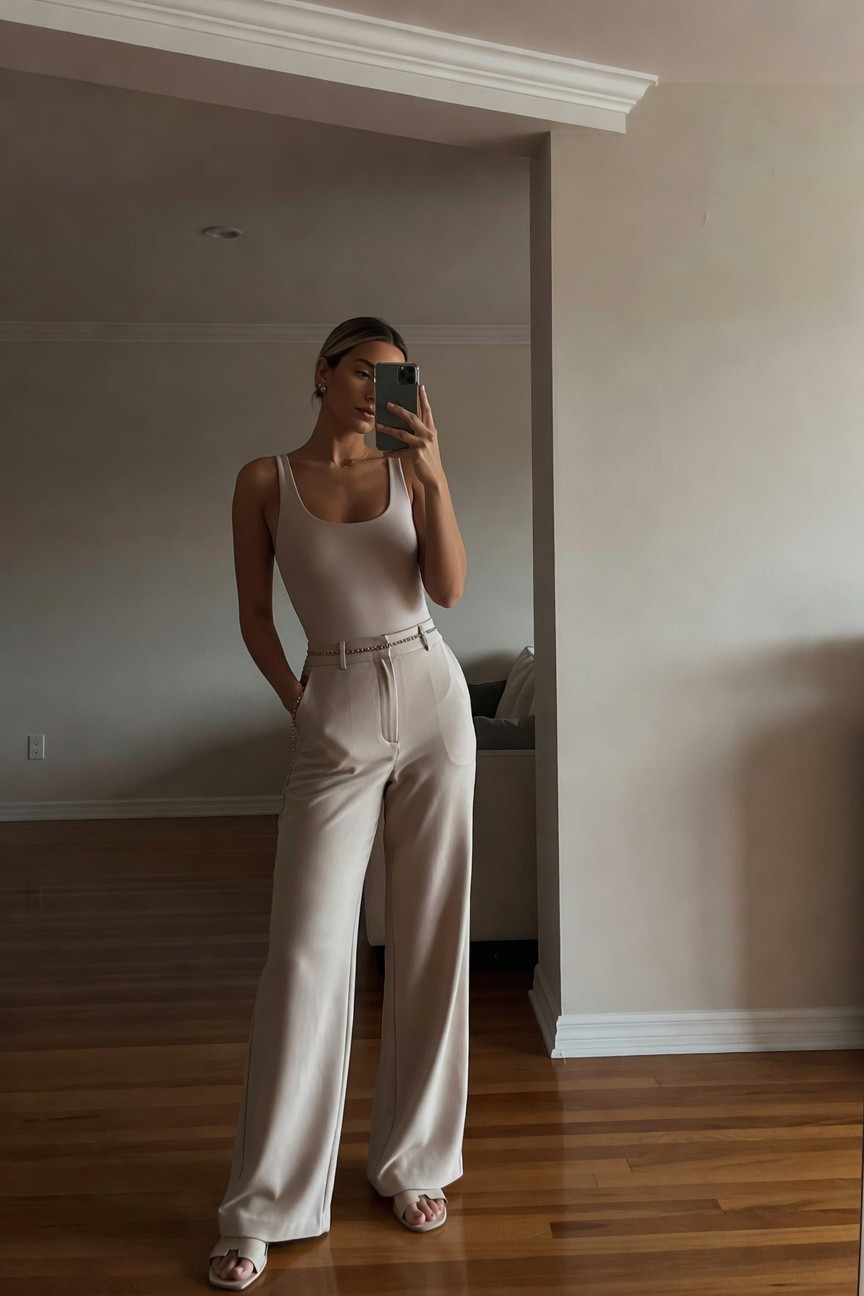 Neutral Tank With Matching Wide Pants