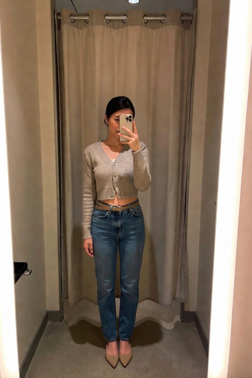 Cropped Cardigan And Jeans