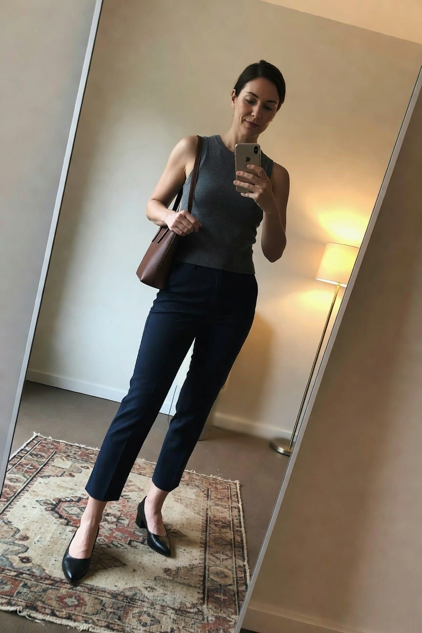 Knit Shell And Cropped Trousers