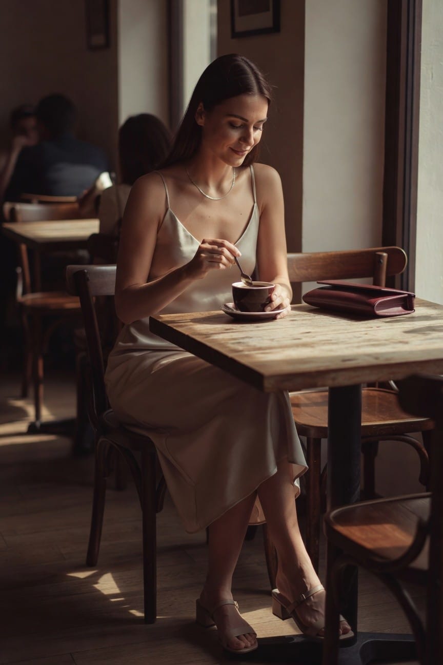 Neutral Slip Dress For Casual Days