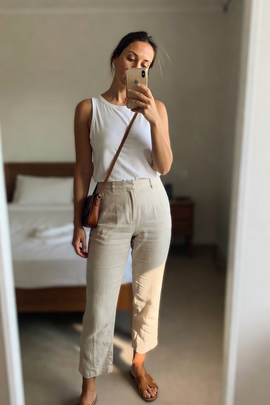 Linen Pants And A White Tank